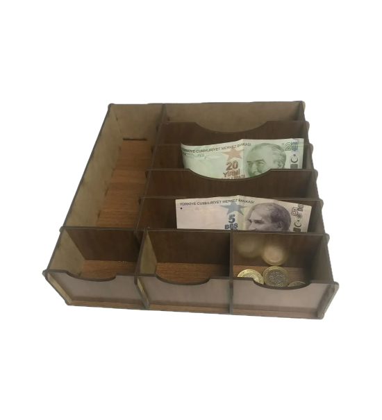 Çekmece içi Ahşap Para Düzenleyici 25x25x6cm T429