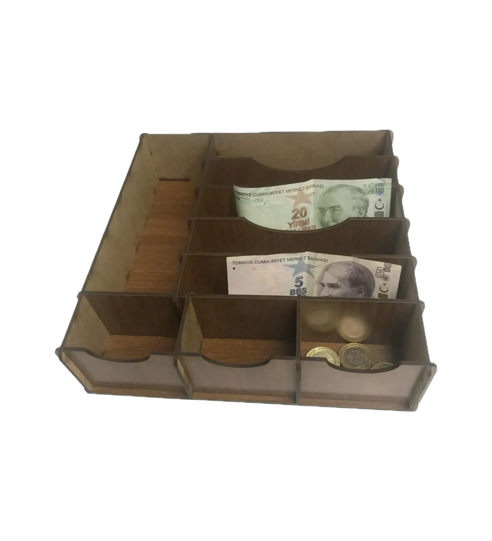 Çekmece içi Ahşap Para Düzenleyici 25x25x6cm T429