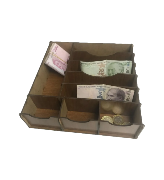 Çekmece içi Ahşap Para Düzenleyici 25x25x6cm T429
