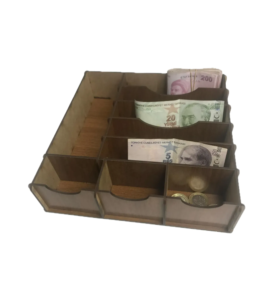 Çekmece içi Ahşap Para Düzenleyici 25x25x6cm T429