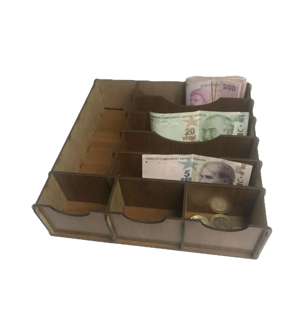 Çekmece içi Ahşap Para Düzenleyici 25x25x6cm T429