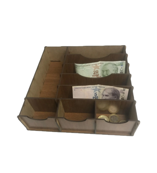 Çekmece içi Ahşap Para Düzenleyici 25*25*6cm T429