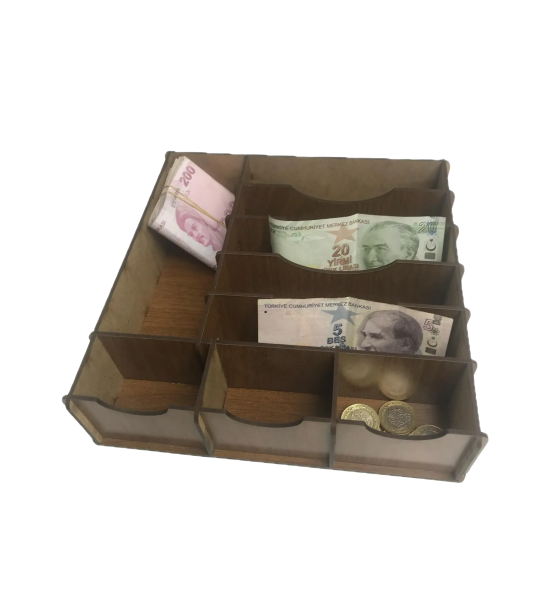 Çekmece içi Ahşap Para Düzenleyici 25*25*6cm T429