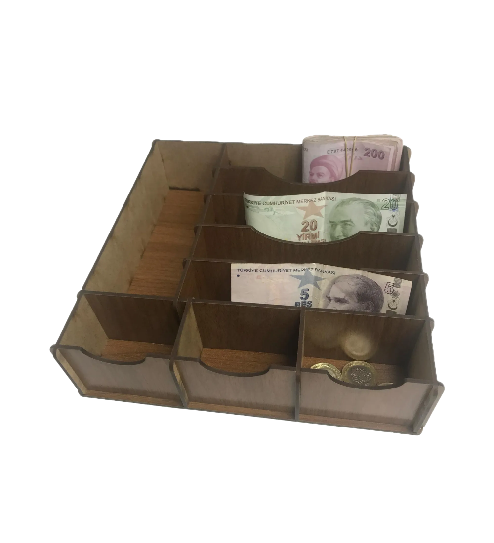 Çekmece içi Ahşap Para Düzenleyici 25*25*6cm T429